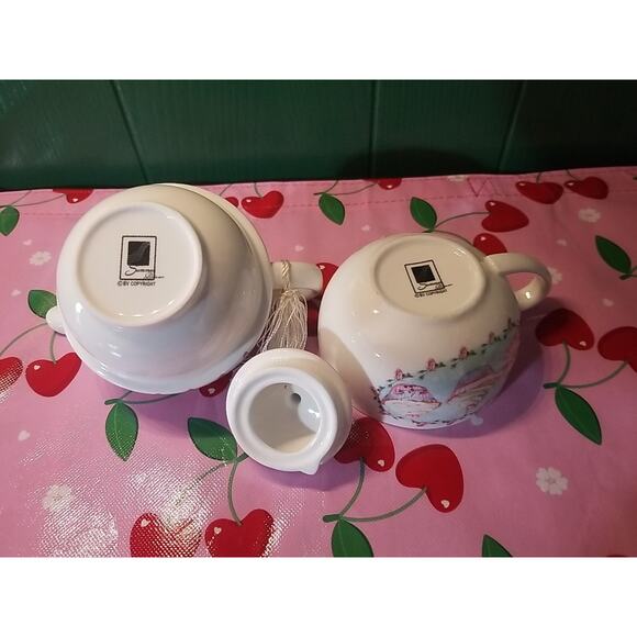 Summer River Floral/Cupcake Teapot with Stackable Tea Cup For One w Lid - Picture 4 of 6